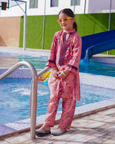 GIRLS COTTON FLOWER PRINT WITH LACE SET & SUIT