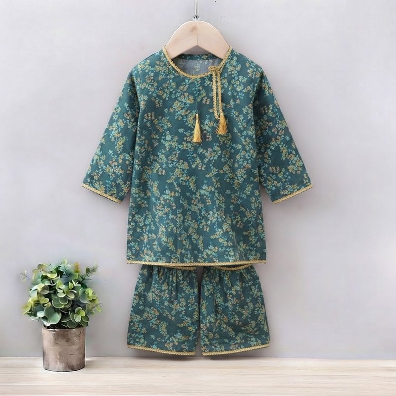 GIRLS COTTON FLORAL PRINT SET & SUIT