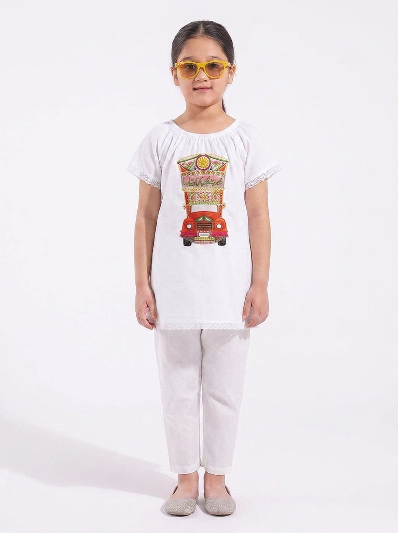 Girls Jersey Round Neck With Lace T-Shirts