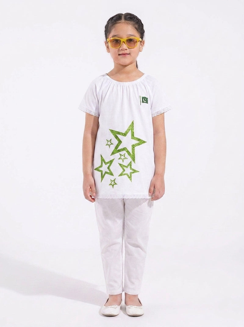 Girls Jersey Round Neck With Lace T-Shirts