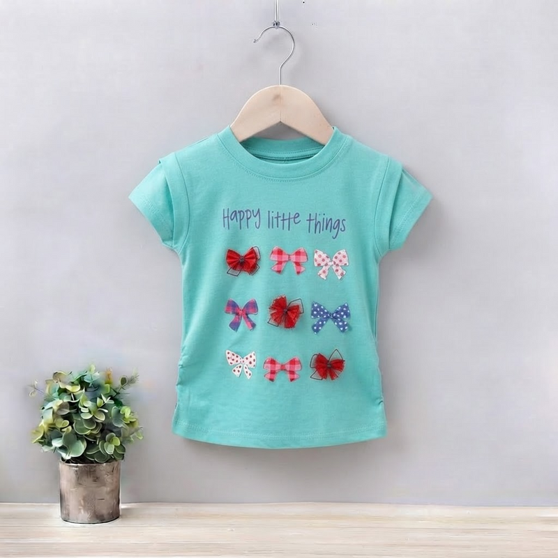 GIRLS JERSEY ROUND NECK T-SHIRTS (HAPPY LITTLE TJHINGS)