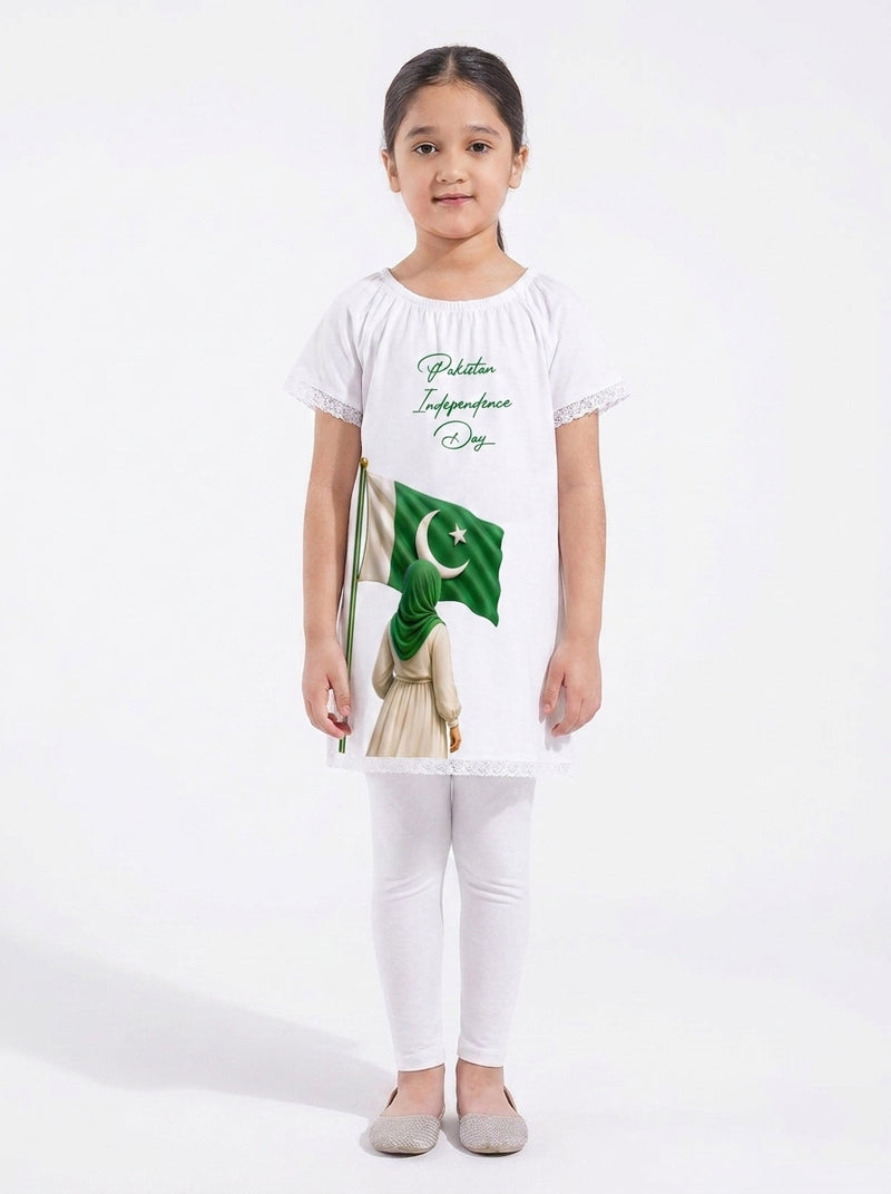 Girls Jersey Round Neck With Lace T-Shirts