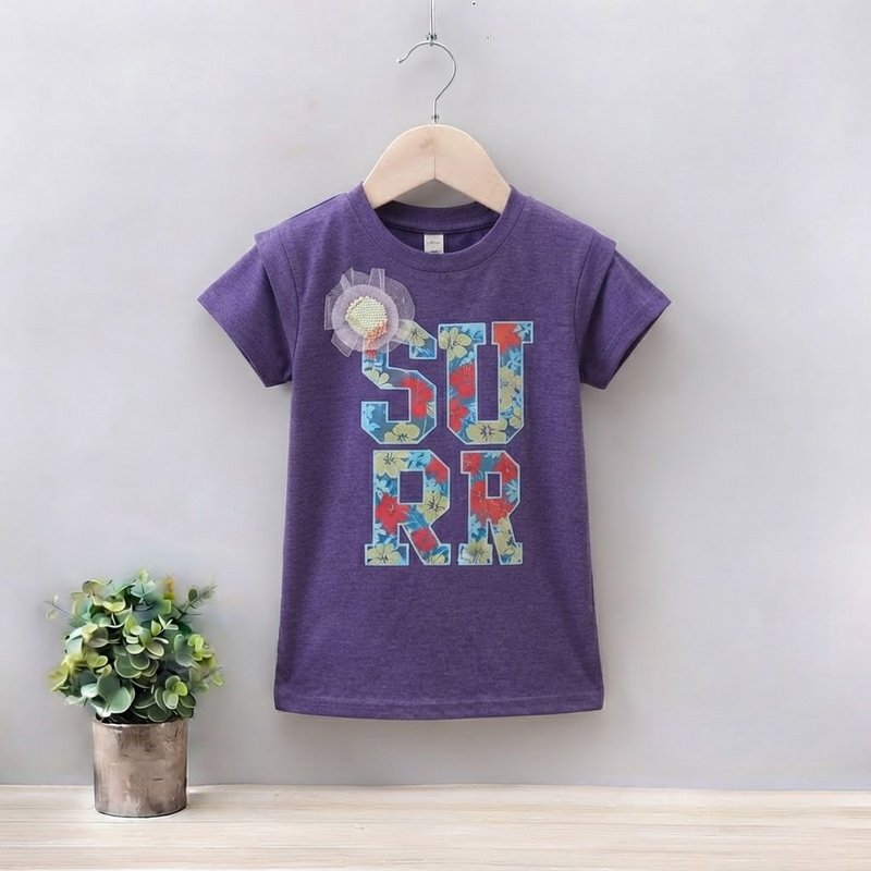 GIRLS JERSEY ROUND NECK T-SHIRTS (SURF)