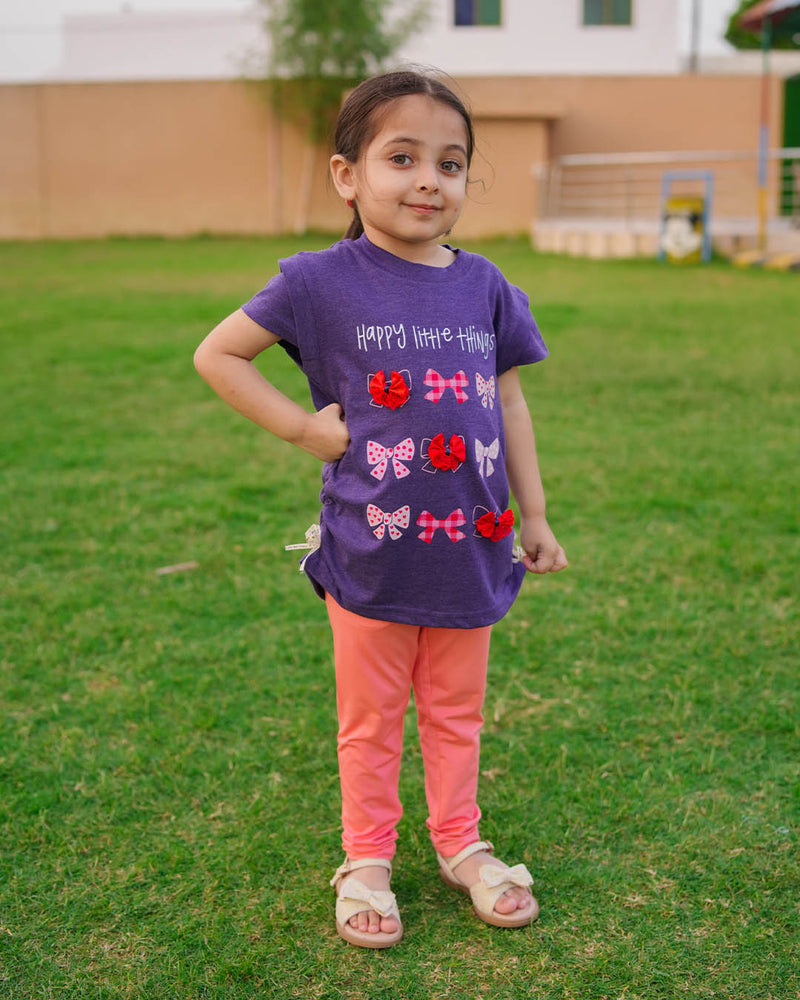 GIRLS JERSEY ROUND NECK T-SHIRTS (HAPPY LITTLE TJHINGS)