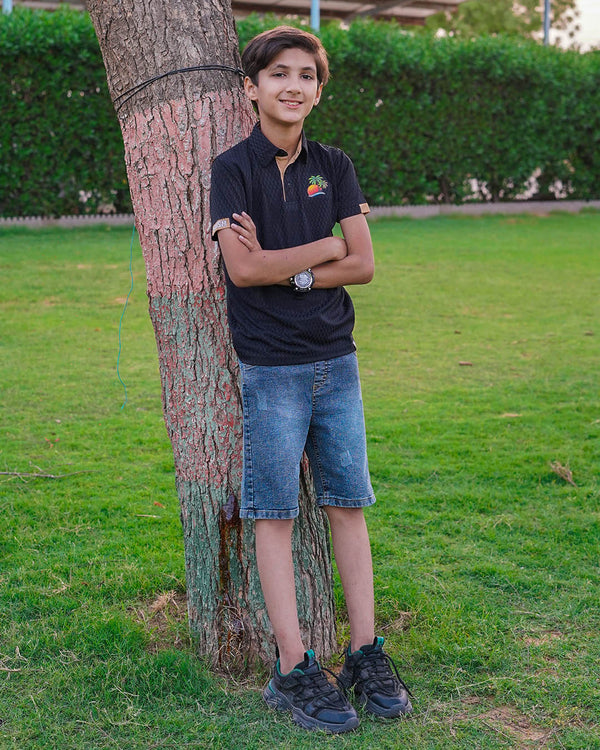 BOYS TEXTURE LYCRA JERSEY  POLO SHIRTS (WILD)