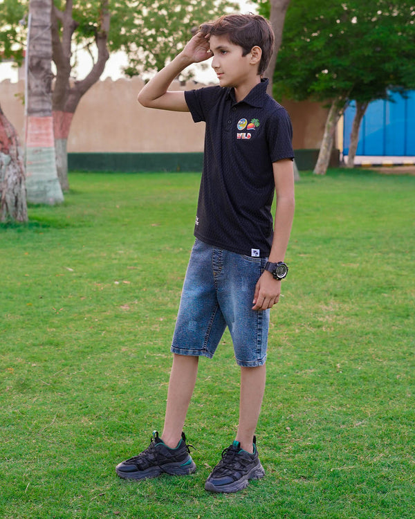 BOYS TEXTURE LYCRA JERSEY  POLO SHIRTS (WILD)