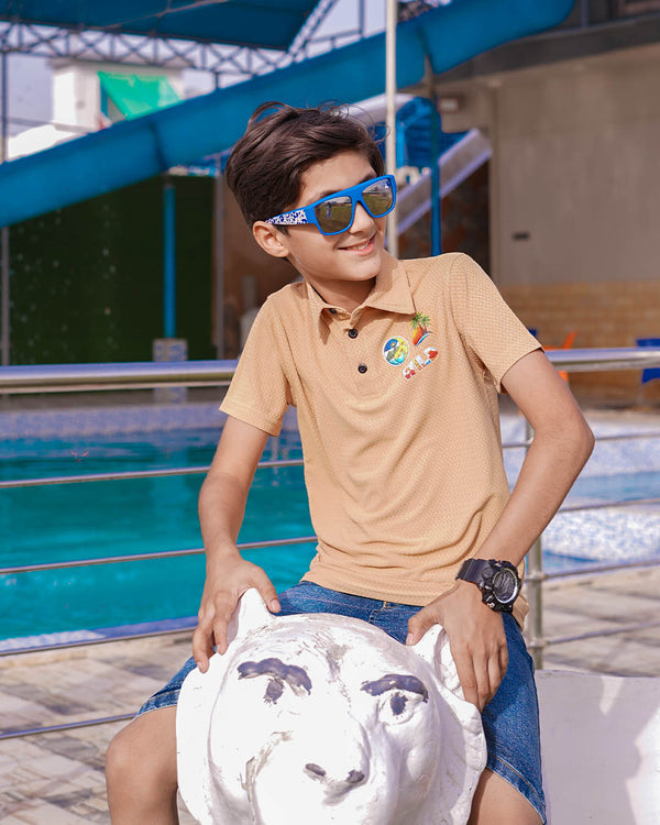 BOYS TEXTURE LYCRA JERSEY  POLO SHIRTS (WILD)