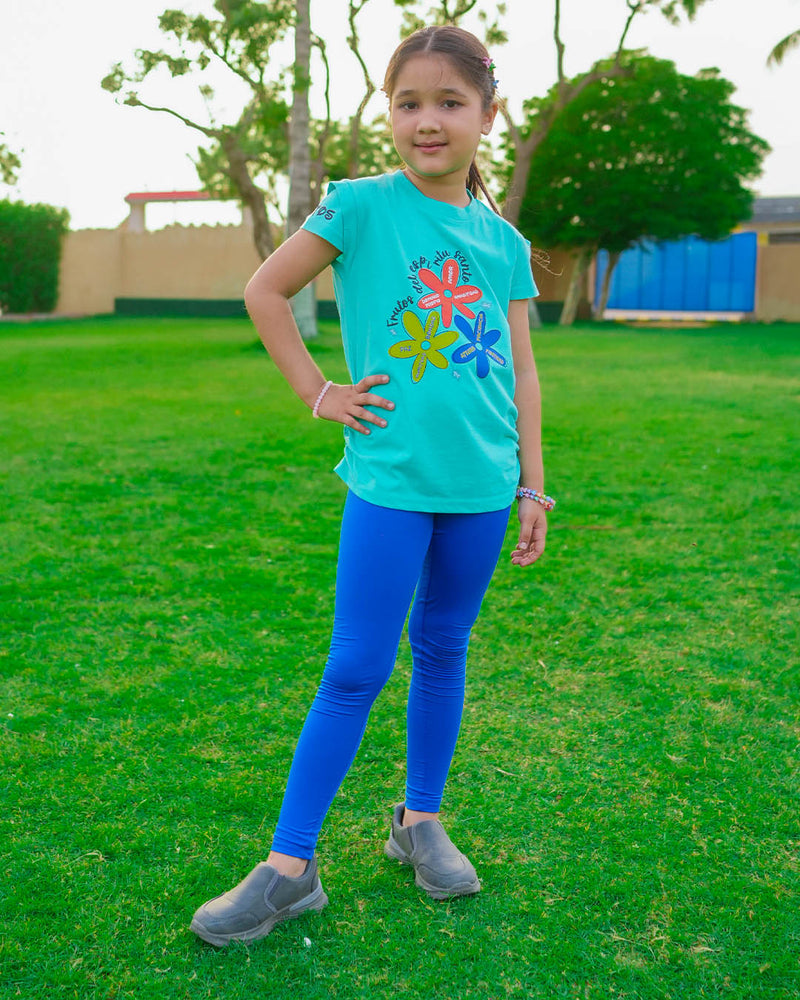 GIRLS JERSEY ROUND NECK T-SHIRTS (FLOWERS)