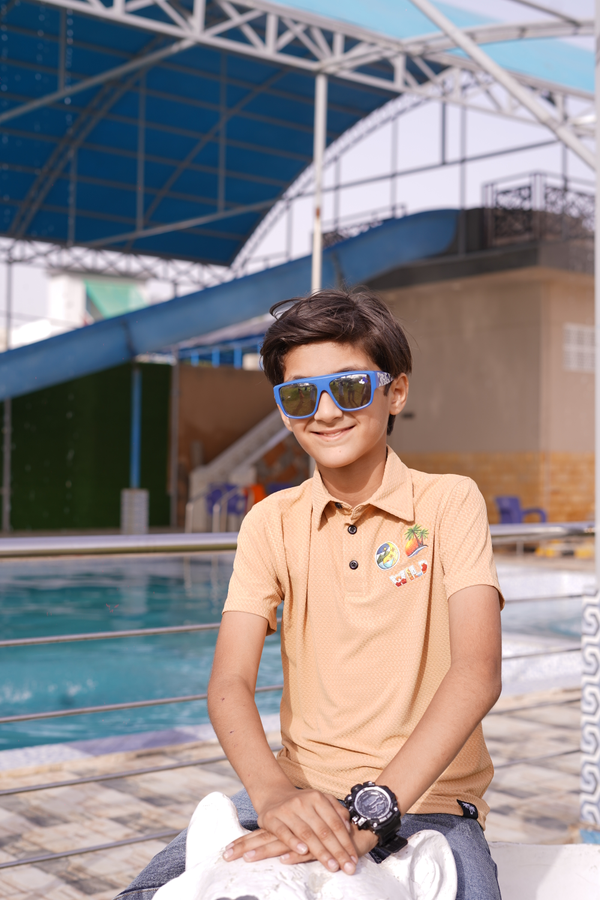 BOYS TEXTURE LYCRA JERSEY  POLO SHIRTS (WILD)