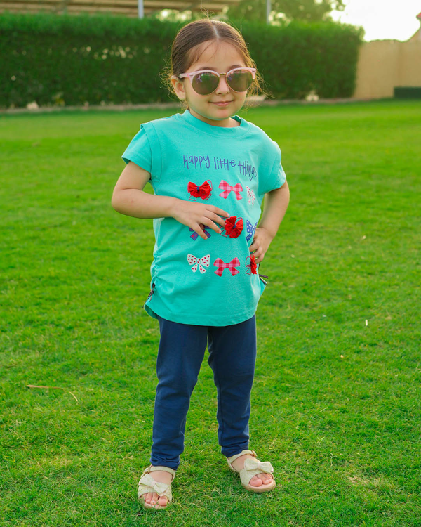 GIRLS JERSEY ROUND NECK T-SHIRTS (HAPPY LITTLE TJHINGS)