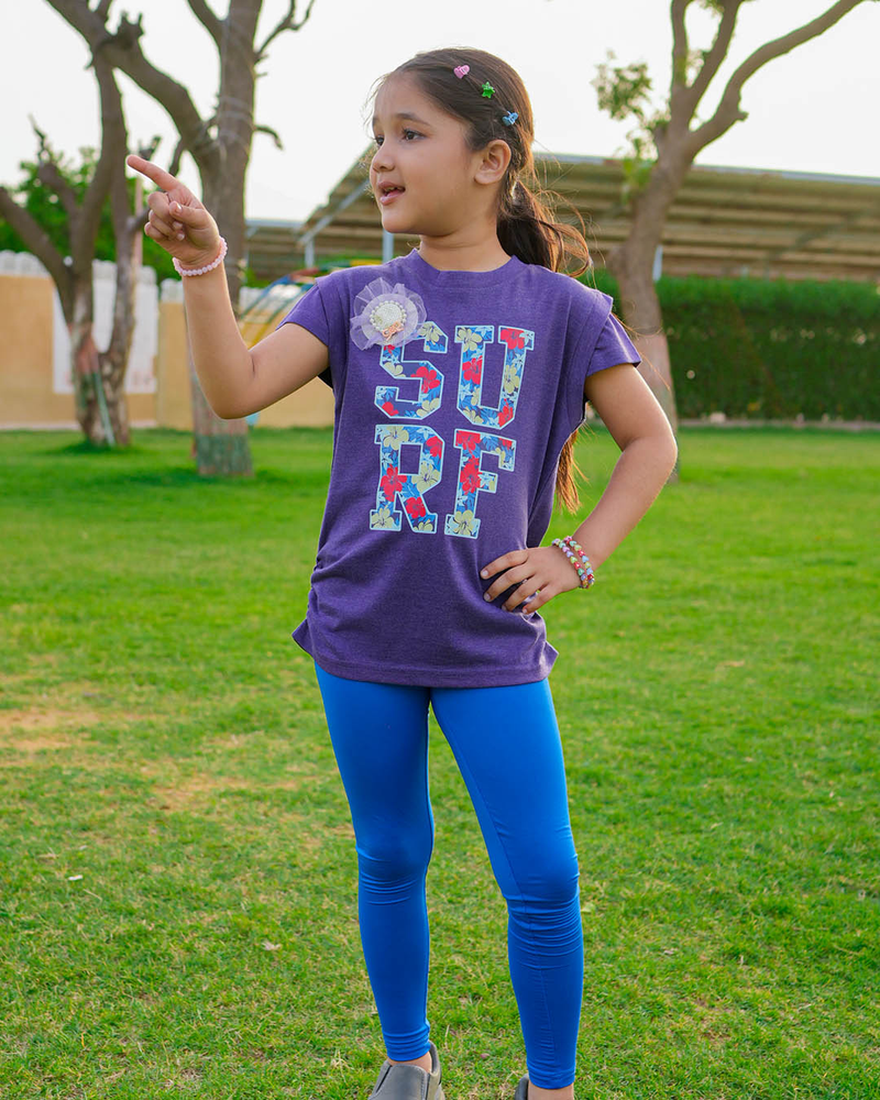 GIRLS JERSEY ROUND NECK T-SHIRTS (SURF)