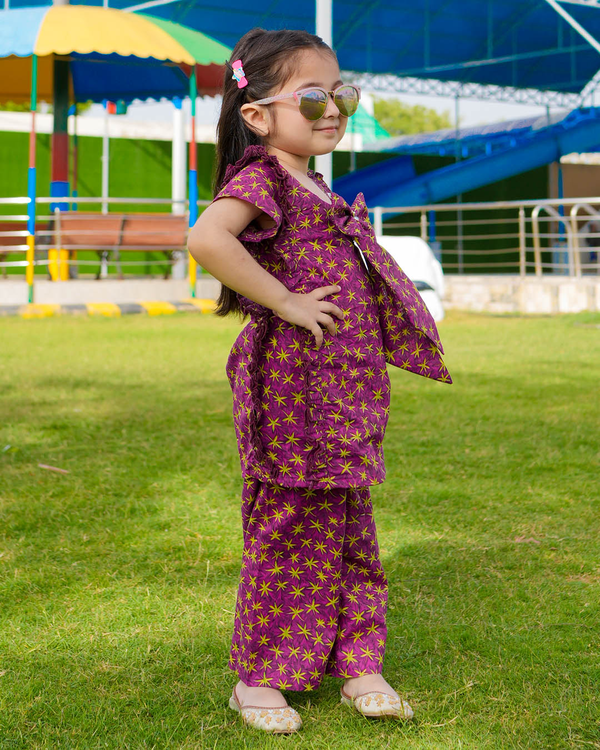GIRLS COTTON DIGITAL PRINT WITK FRILL SET & SUIT